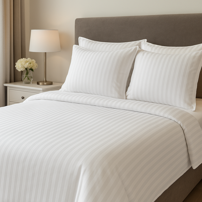 Microfibre Bedding Set, Imperial White Stripes — Cadar Beds