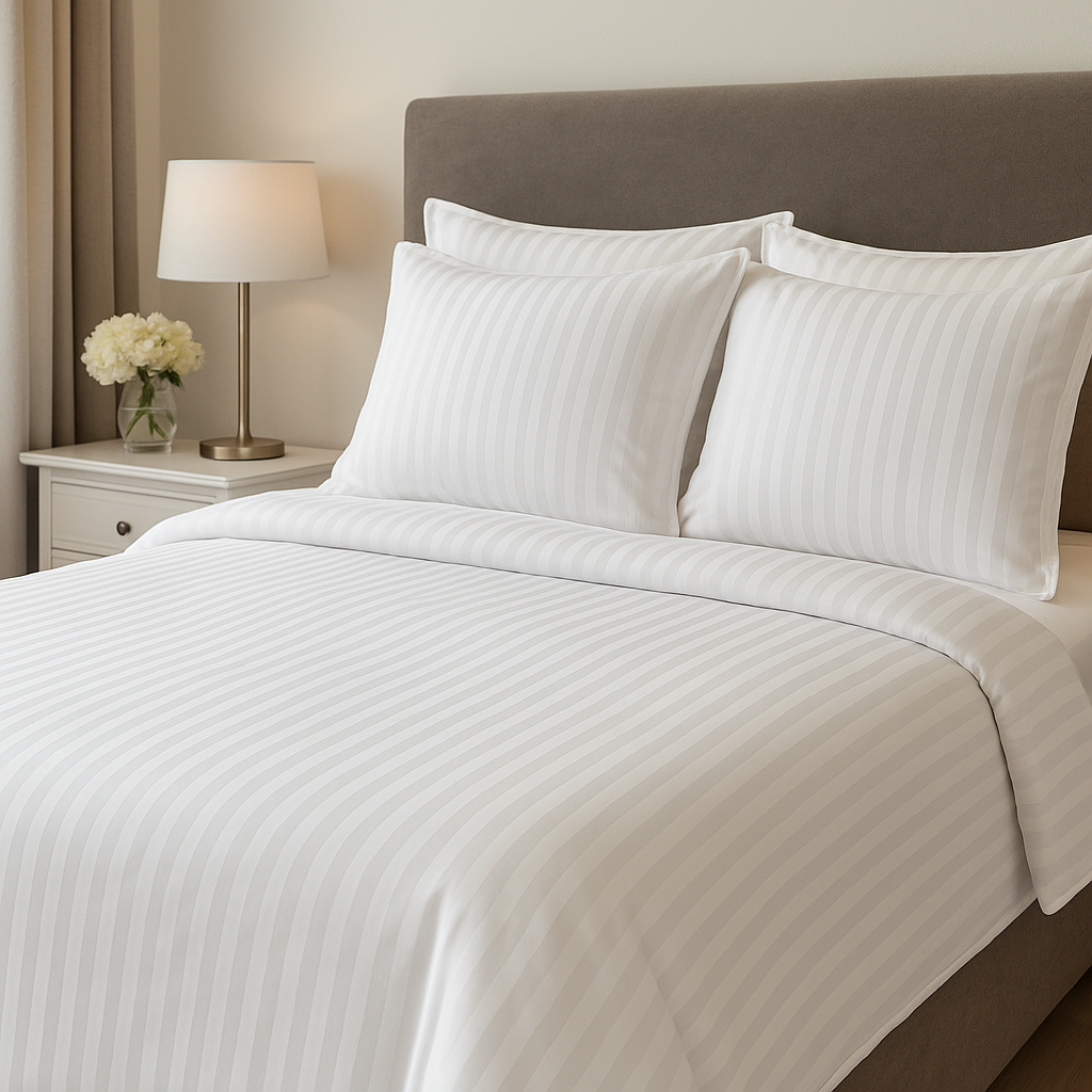 Microfibre Bedding Set, Imperial White Stripes — Cadar Beds